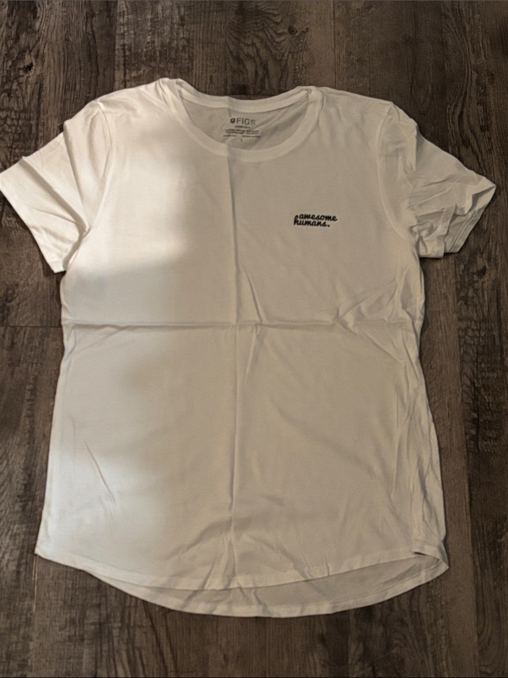 Figs SuperSoft Underscrub - White with “Awesome Humans” Logo - Size Large